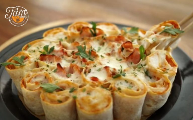 cách làm Pizza Tortilla hình bông hoa