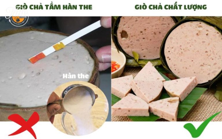 phân biệt giò lụa thật và giò lụa pha chứa hàn the