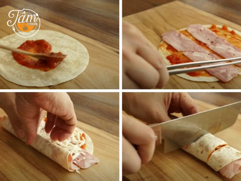 cách làm Pizza Tortilla hình bông hoa