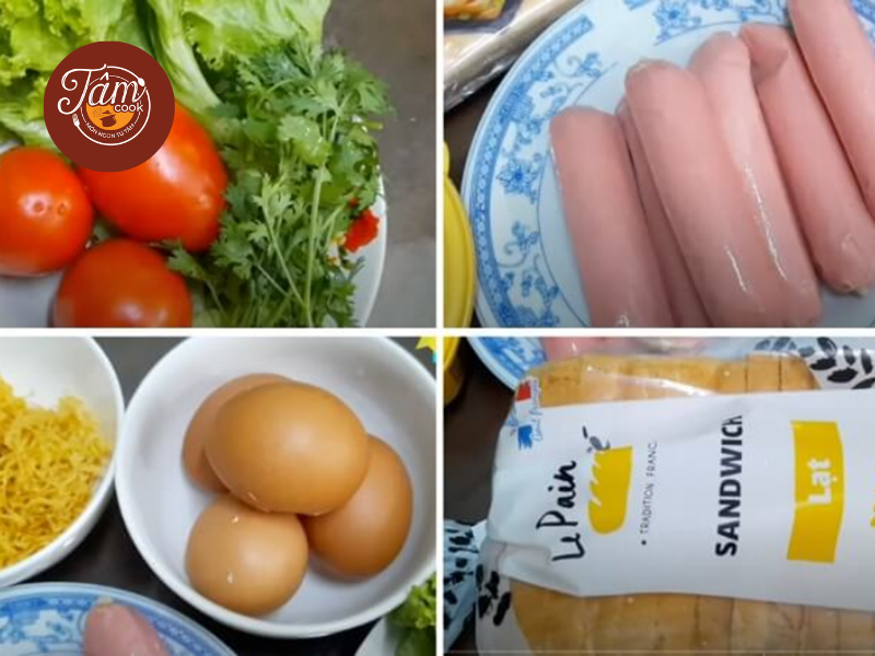 cách làm bánh mì sandwich kẹp trứng xúc xích 